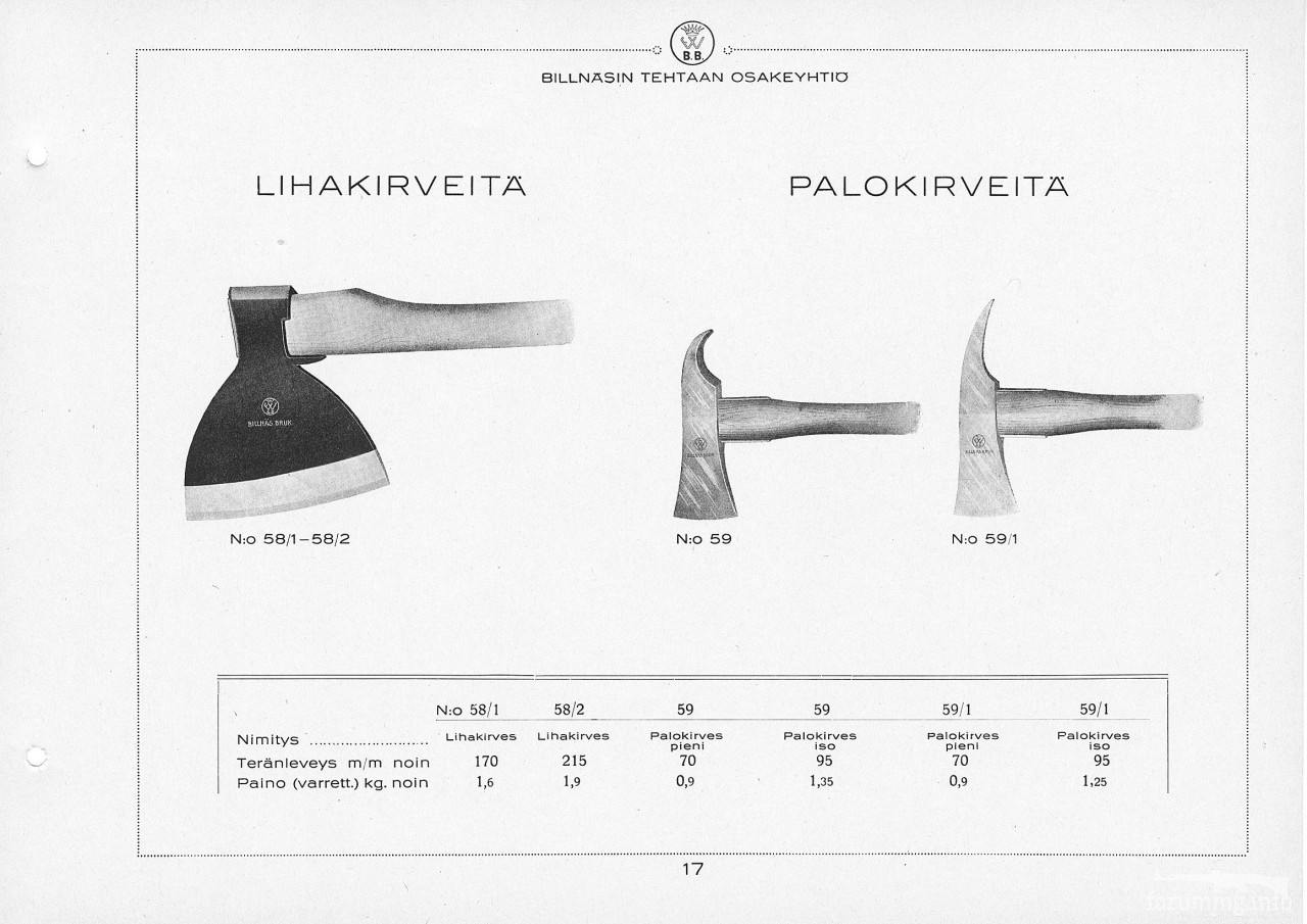 124308 - Каталог Billnas 1928 року, сокіри і не тільки.