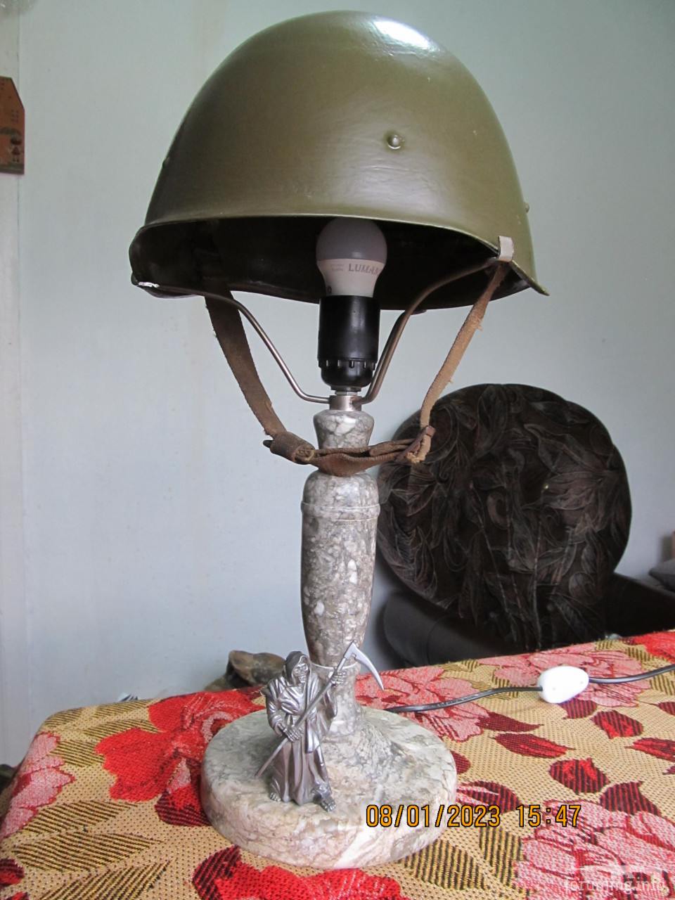 127861 - Кам"яна настільна лампа 30-х р.р. в стилі "мілітарі"