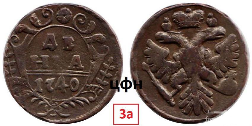 155461 - Деньга образца 1731-1754 годов. Обзор.