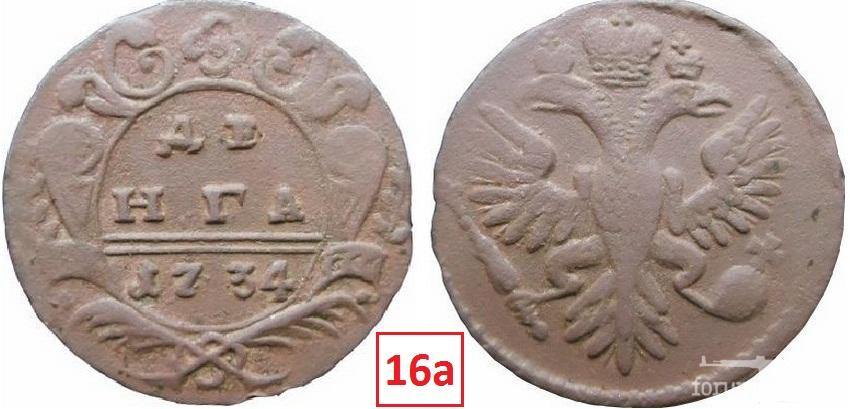 161813 - Интересные проходы деньга-полушка 1730-54 гг. на аукционах.