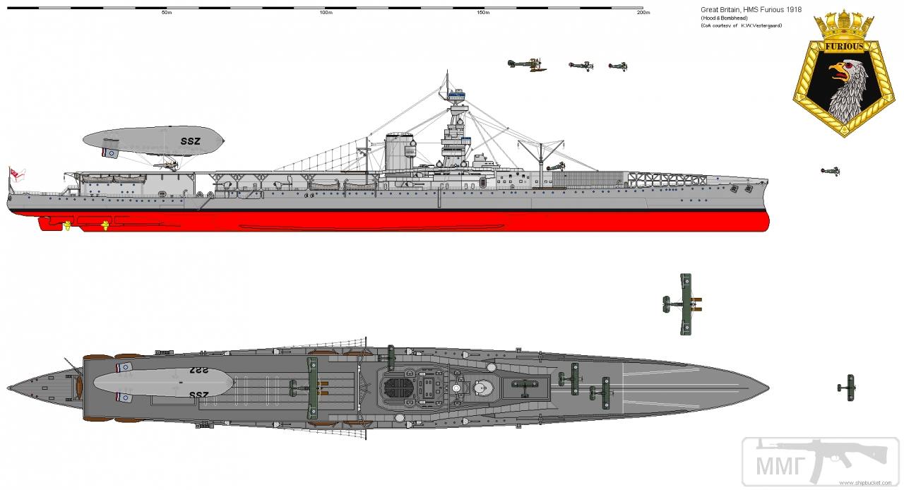 35305 - HMS Furious: внешний вид в 1918 году