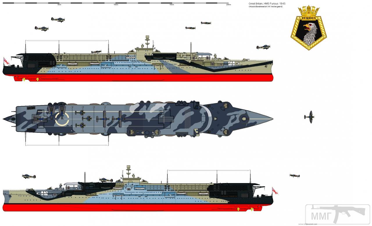 35307 - HMS Furious: внешний вид в 1943 году