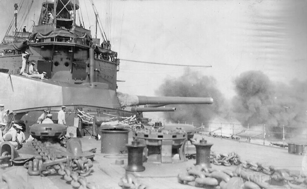 4403 - British battleship HMS Agamemnon bombarding the Dardanelles Straits March 1915