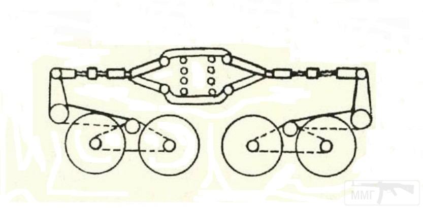 6080 - Эскиз тележки с четырьмя опорными катками и подвеской